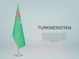 turkmenistan hängande flagga på stativ. mall för konferensförbud vektor