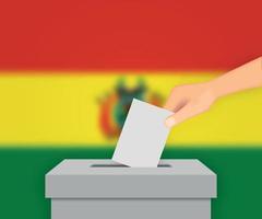 bolivien wahlbanner hintergrund. Wahlurne mit unscharfer Flaggenvorlage für Ihr Design vektor