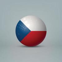3d realistische glänzende Plastikkugel oder Kugel mit Flagge der tschechischen Re vektor