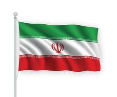 3D-wehende Flagge Iran isoliert auf weißem Hintergrund. vektor