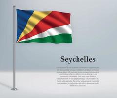 schwenkende Flagge der Seychellen am Fahnenmast. Vorlage für die Unabhängigkeit vektor