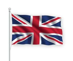 3D viftande flagga Storbritannien isolerad på vit bakgrund. vektor