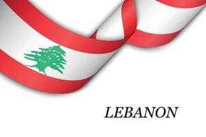 schwenkendes band oder banner mit flagge des libanon vektor