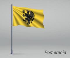 schwenkende flagge der woiwodschaft pommern - provinz polen auf fla vektor