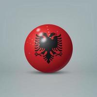 3D realistisk glänsande plastboll eller sfär med Albaniens flagga vektor