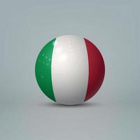 3d realistische glänzende plastikkugel oder kugel mit flagge von italien vektor