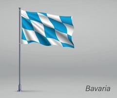 viftande flagga Bayern - delstaten Tyskland på flaggstången. mall vektor