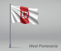 Wehende Flagge der Woiwodschaft Westpommern - Provinz Polen o vektor