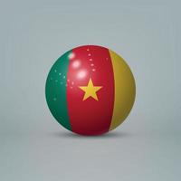 3d realistische glänzende Plastikkugel oder Kugel mit Flagge Kameruns vektor
