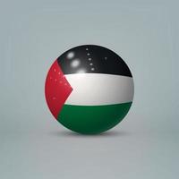 3d realistische glänzende plastikkugel oder kugel mit palästinensischer flagge vektor