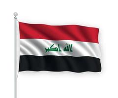 3D-wehende Flagge Irak isoliert auf weißem Hintergrund. vektor