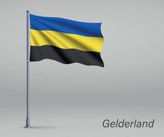 viftande flagga gelderland - provinsen Nederländerna på flaggstången. vektor