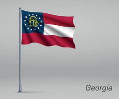 viftande georgiens flagga - delstaten USA på flaggstången. tem vektor