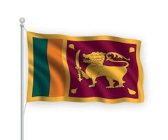 3D-wehende Flagge Sri Lanka isoliert auf weißem Hintergrund. vektor