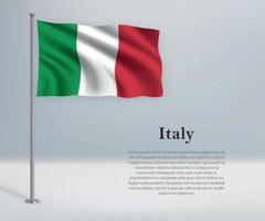 Wehende Flagge Italiens am Fahnenmast. Vorlage für den Tag der Unabhängigkeit vektor