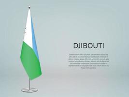 Dschibuti hängende Flagge am Ständer. Vorlage für Konferenzbanner vektor