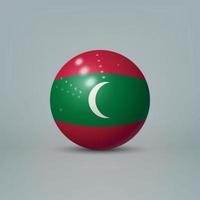 3D-realistisk glänsande plastboll eller sfär med maldivernas flagga vektor