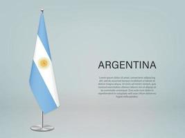 Argentina hängande flagga på stativ. mall för konferens banner vektor