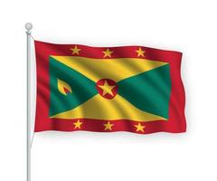 3D-wehende Flagge Grenada isoliert auf weißem Hintergrund.