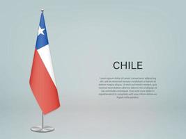 Chile hängende Flagge auf dem Ständer. Vorlage für Konferenzbanner vektor