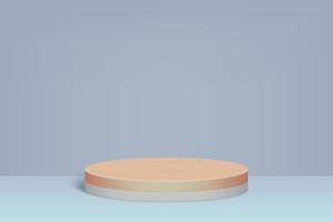 3d minimal scen med träpodium, kosmetisk produktpresentatimall för din design vektor