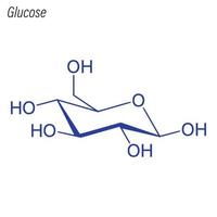 Vektorskelettformel von Glucose. Droge chemisches Molekül. vektor