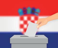 kroatien wahlbanner hintergrund. Wahlurne mit unscharfer Flaggenvorlage für Ihr Design vektor