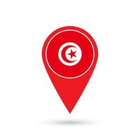Kartenzeiger mit Land Tunesien. Tunesien-Flagge. Vektor-Illustration. vektor
