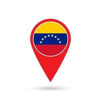 Kartenzeiger mit Land Venezuela. Venezuela-Flagge. Vektor-Illustration. vektor