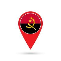 kartpekare med contry angola. angola flagga. vektor illustration.