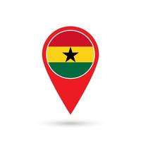 Kartenzeiger mit Land Ghana. Ghana-Flagge. Vektor-Illustration. vektor