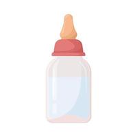Babyflasche mit Schnuller und Milch, isoliert auf weißem Hintergrund. Ernährung für Neugeborene. Milchmischung für Babys. für Kinderwarenladen. Kindheit. Produkte für Kinder vektor