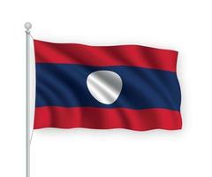 3D-wehende Flagge Laos isoliert auf weißem Hintergrund. vektor