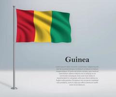 wehende Flagge von Guinea am Fahnenmast. Vorlage für den Tag der Unabhängigkeit vektor