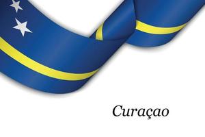 schwenkendes band oder banner mit flagge von curaçao vektor