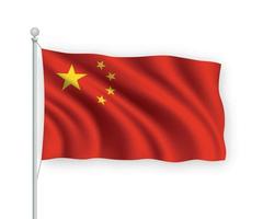 3D-wehende Flagge China isoliert auf weißem Hintergrund. vektor
