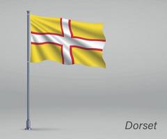 Wehende Flagge von Dorset - Grafschaft England am Fahnenmast. Vorlage vektor