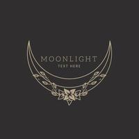 elegant moon blommig ram logotyp mall vektor