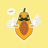 süße und kawaii Cartoon-Papaya-Figuren für gesundes Essen, veganes und kochendes Design. topische frucht papaya, vitamine und ernährung, gesunde lebensmittel und saftgetränkezutat vektor