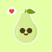 rolig glad söt glad leende avokado. vektor platt seriefigur kawaii illustration ikon. isolerad på färgbakgrund. frukt avokado koncept