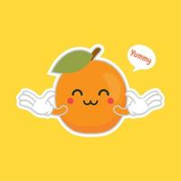 aprikosenfrüchte emotion, emoji-charaktere für gesundes essen design.bunte freundliche aprikosenfrucht. nette lustige Persönlichkeit. flaches Design. für Kinderprodukt. vektor