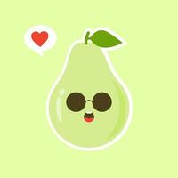 lustig glücklich süß glücklich lächelnd avocado. Vektor flache Zeichentrickfigur kawaii Illustrationssymbol. isoliert auf farbigem Hintergrund. Frucht-Avocado-Konzept