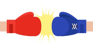 Röd och blå boxningshandskarvektorillustration vektor