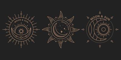 sonne und mond elegantes logo-set vektor