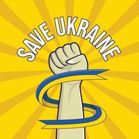 retten sie das ukraine-poster mit hand- und flaggenvorlage vektor