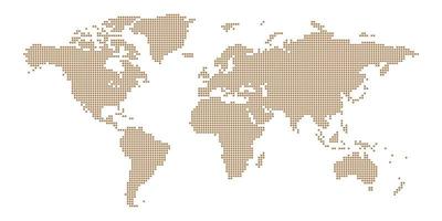 Weltkarte auf weißem Hintergrund. Weltkartenvorlage mit Kontinenten, Nord- und Südamerika, Europa und Asien, Afrika und Australien vektor