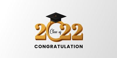 3d goldene klasse von 2022 glücklicher abschlussgratulation für die universitätscollage high school vektor