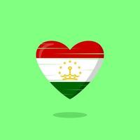 tadschikistan-flagge geformte liebesillustration vektor