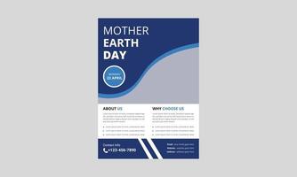 jordens dag flygblad malldesign. internationella Mother Earth Day flygblad. miljöproblem och miljöskydd, omslag, a4-storlek, flygblad, broschyr, affischdesign vektor