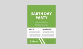 jordens dag flygblad malldesign. internationella Mother Earth Day flygblad. miljöproblem och miljöskydd, omslag, a4-storlek, flygblad, broschyr, affischdesign vektor